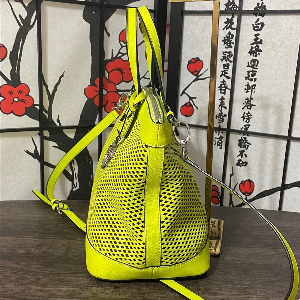 Henri Bendel Rare Neon Yellow Mesh Tote with Silver-Tone Charm - Picture 6 of 15